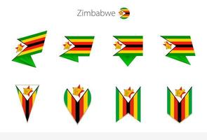 colección de banderas nacionales de zimbabwe, ocho versiones de banderas vectoriales de zimbabwe. vector