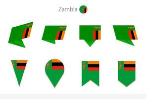 colección de banderas nacionales de zambia, ocho versiones de banderas vectoriales de zambia. vector