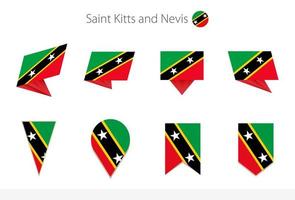 colección de banderas nacionales de saint kitts y nevis, ocho versiones de banderas vectoriales de saint kitts y nevis. vector