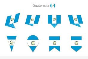 colección de banderas nacionales de guatemala, ocho versiones de banderas vectoriales de guatemala. vector