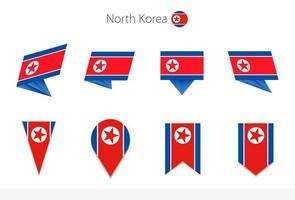 colección de banderas nacionales de corea del norte, ocho versiones de banderas vectoriales de corea del norte. vector