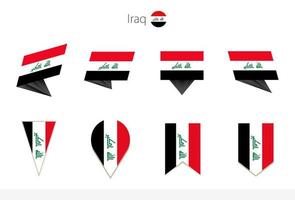 Iraq national flag collection, eight versions of Iraq vector flags.