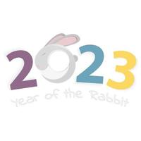 2023 año del conejo, número 2023 con cabeza de conejo. vector