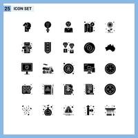 Universal Icon Symbols Group of 25 Modern Solid Glyphs of sub flower location research compass support Editable Vector Design Elements