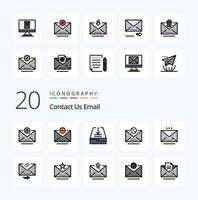 20 Email Line Filled Color icon Pack like open letter inbox email mail vector