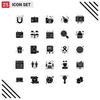 Set of 25 Commercial Solid Glyphs pack for billboard advertisement rope favorite knot gallows Editable Vector Design Elements