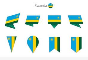 Rwanda national flag collection, eight versions of Rwanda vector flags.