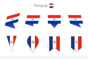 colección de banderas nacionales de paraguay, ocho versiones de banderas vectoriales de paraguay. vector