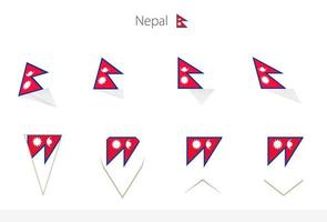 colección de banderas nacionales de nepal, ocho versiones de banderas vectoriales de nepal. vector