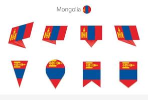 colección de banderas nacionales de mongolia, ocho versiones de banderas vectoriales de mongolia. vector