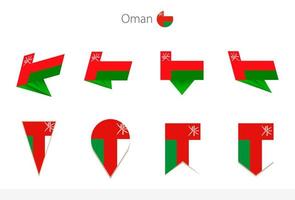 colección de la bandera nacional de omán, ocho versiones de banderas vectoriales de omán. vector