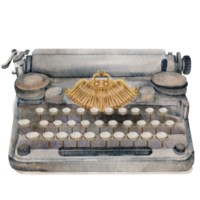 watercolor typewriter vintage element png