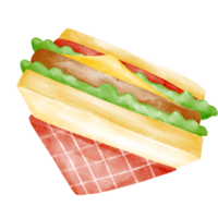 sándwich comida rápida acuarela png