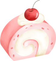 watercolor dessert sweet clip art element cute roll cake png
