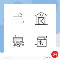 Stock Vector Icon Pack of 4 Line Signs and Symbols for blow add spring farm credit Editable Vector Design Elements