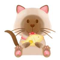 watercolor cat cartoon element character baby kitty cat png