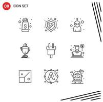 9 Creative Icons Modern Signs and Symbols of electric connector monster charge edge Editable Vector Design Elements