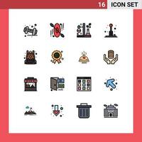 16 User Interface Flat Color Filled Line Pack of modern Signs and Symbols of bag play flask games arcade Editable Creative Vector Design Elements