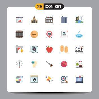 Flat Color Pack of 25 Universal Symbols of renewable trash boom box remove garbage Editable Vector Design Elements