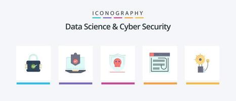 Data Science And Cyber Security Flat 5 Icon Pack Including internet. email. protected. plain. security. Creative Icons Design vector