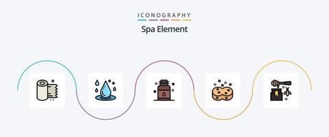 paquete de iconos de 5 planos llenos de línea de elementos de spa que incluye limpieza. higiénico. agua. limpio. salón vector