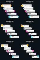 plantilla de diapositiva de presentación del paquete de infografías vectoriales 6 diagramas de ciclo de 5 pasos y líneas de tiempo vector