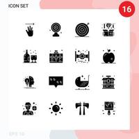 Modern Set of 16 Solid Glyphs and symbols such as thinking design target board creative target Editable Vector Design Elements