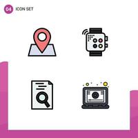 Set of 4 Modern UI Icons Symbols Signs for map resume smart hand lesson Editable Vector Design Elements