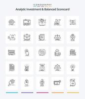 inversión analítica creativa y cuadro de mando integral 25 paquete de iconos de esquema como análisis. trabajar. recaudación de fondos Progreso. rendimiento vector