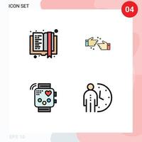 4 Creative Icons Modern Signs and Symbols of book device education ok heartbeat Editable Vector Design Elements