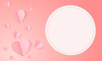 Paper cut concept in shape of heart on pink background. Vector symbols of love for Happy Women's, Mother's, Valentine's Day, birthday greeting card design.