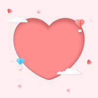 feliz fondo del día de san valentín con un concepto de corte de papel en forma de corazón. símbolos vectoriales de amor por los diseños de tarjetas de felicitación de cumpleaños, día de San Valentín y mujeres felices. vector