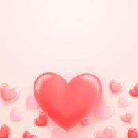 Happy Valentines Day Background with a 3d pink heart on pink background. Vector symbols of love for Happy Women's, Mother's, Valentine's Day, and birthday greeting card designs.