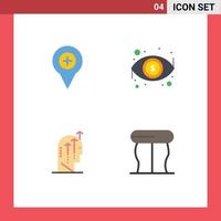 Pack of 4 creative Flat Icons of location emotional pin eye human Editable Vector Design Elements