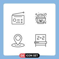 paquete de iconos de vector de stock de 4 signos y símbolos de línea para dispositivos tecnología de ubicación pizarra de ensalada elementos de diseño de vector editables