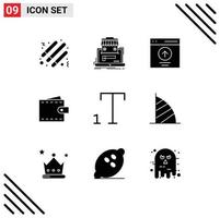 Pictogram Set of 9 Simple Solid Glyphs of user finance online market business upload Editable Vector Design Elements