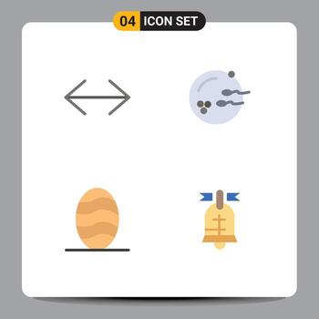 Set of 4 Vector Flat Icons on Grid for arrow bread right reproduction ball Editable Vector Design Elements