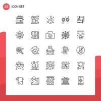 paquete de iconos de vector de stock de 25 signos y símbolos de línea para elementos de diseño de vector editables de fiesta de arquitectura de rueda de impresión azul de papel