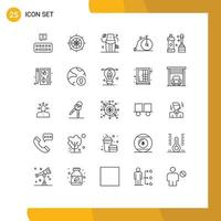 Mobile Interface Line Set of 25 Pictograms of cleaner vehicle diet transportation bike Editable Vector Design Elements