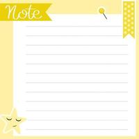 Yellow note paper. Notes, memo and to do lists used in a diary or office. vector