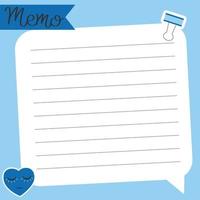 Blue memo paper. Notes, memo and to do lists used in a diary, home or office. vector
