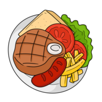 bistec, comida rápida, caricatura png