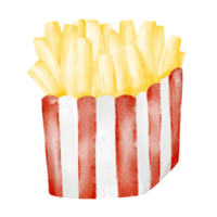 Pommes-Frites-Fast-Food-Aquarell png