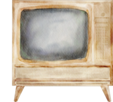 televisión vintage acuarela