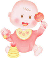 waterverf baby karakter schattig kinderen klem kunst verzameling kinderen png