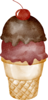 cornet de glace au chocolat aquarelle png