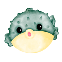 watercolor puffer fish png