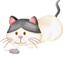 acuarela lindo gato y kitty personaje de dibujos animados png