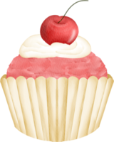 sobremesa em aquarela doce elemento de clip art cupcake fofo png