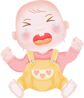 personagem de bebê em aquarela crianças fofas coleção de clip art crianças png